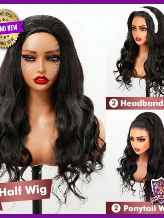16 Inch Human Hair Half Wig Glueless 3-in-1 Drawstring Seamless Flip Over main image 5